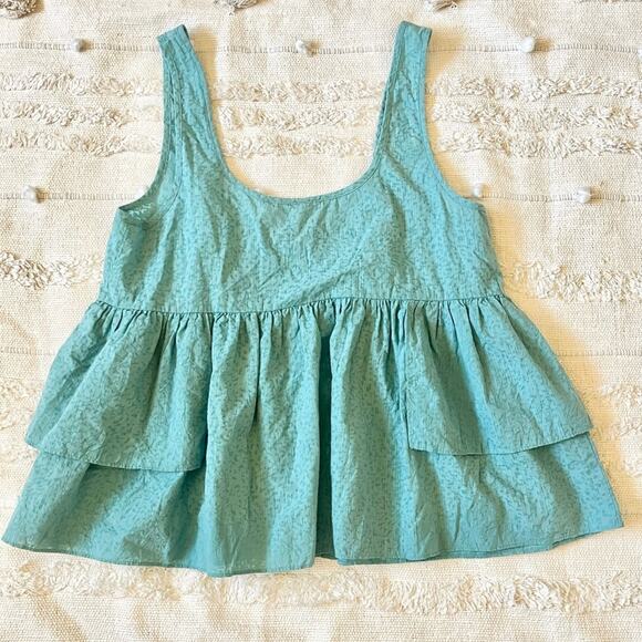 Free People Women's Pullover Tiered Layered Green Tank Top Boho Peasant medium - Picture 4 of 7